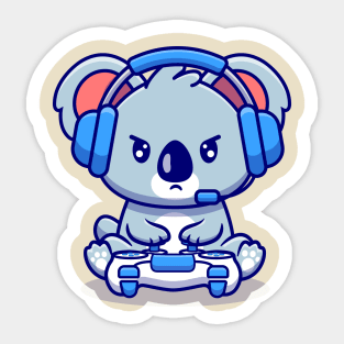 Cute Koala Gaming Cartoon Sticker